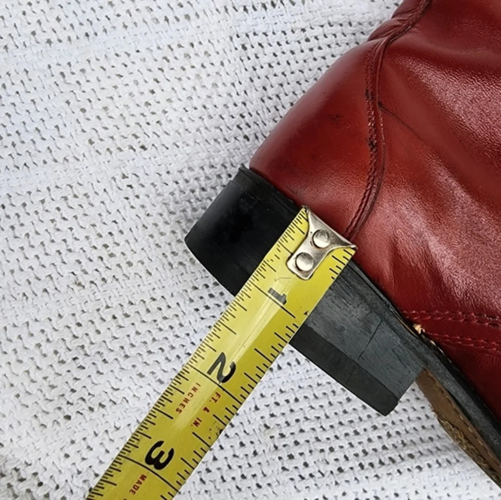 Laredo Red Leather Kiltie Ankle Boots Womens Size 6.5 Lace Up Western Retro Stat - Picture 14 of 16